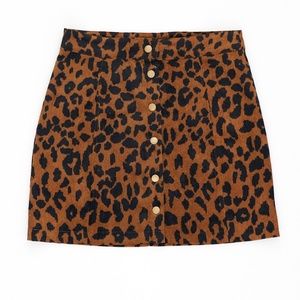 Leopard Corduroy Skirt